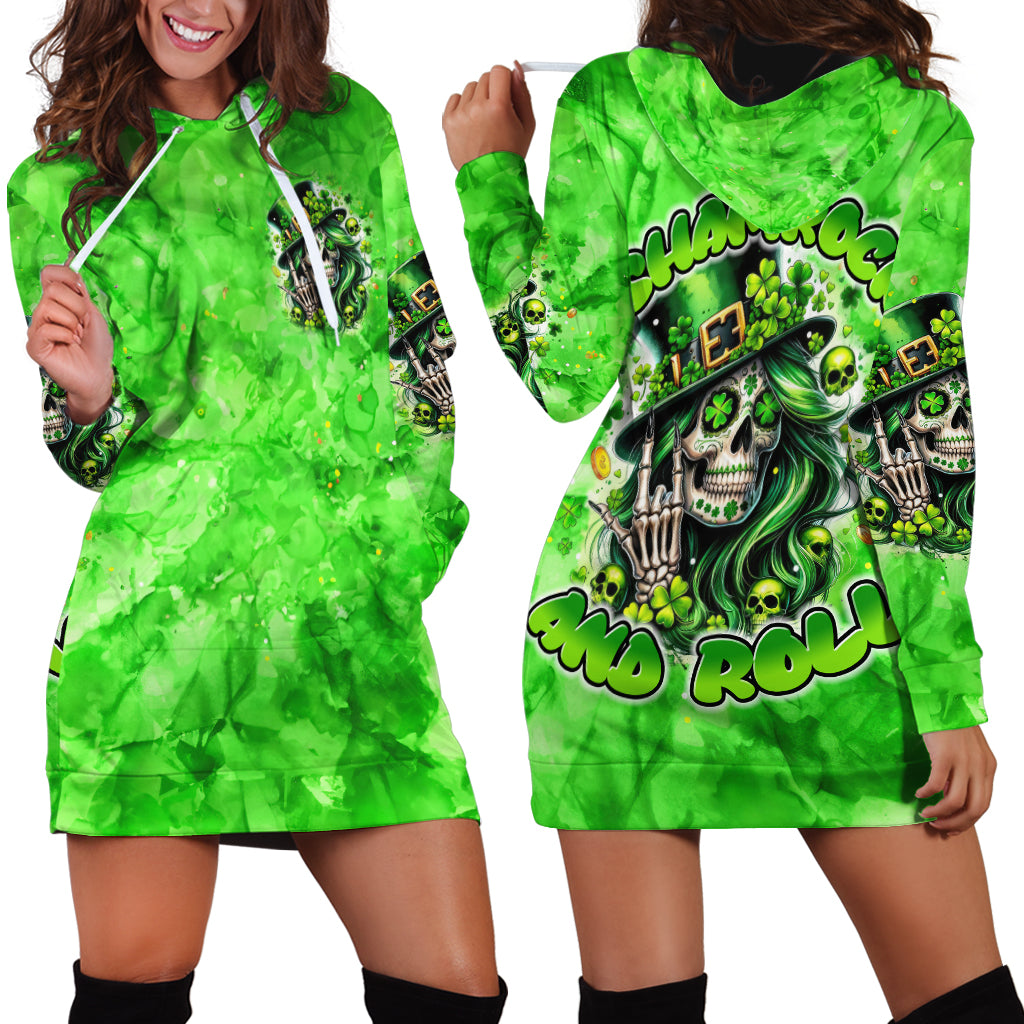Irish Skull Hoodie Dress Shamrock And Roll - Wonder Print Shop