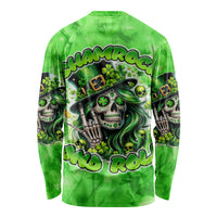Irish Skull Long Sleeve Shirt Shamrock And Roll - Wonder Print Shop