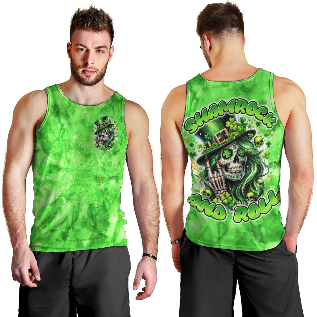Irish Skull Men Tank Top Shamrock And Roll - Wonder Print Shop