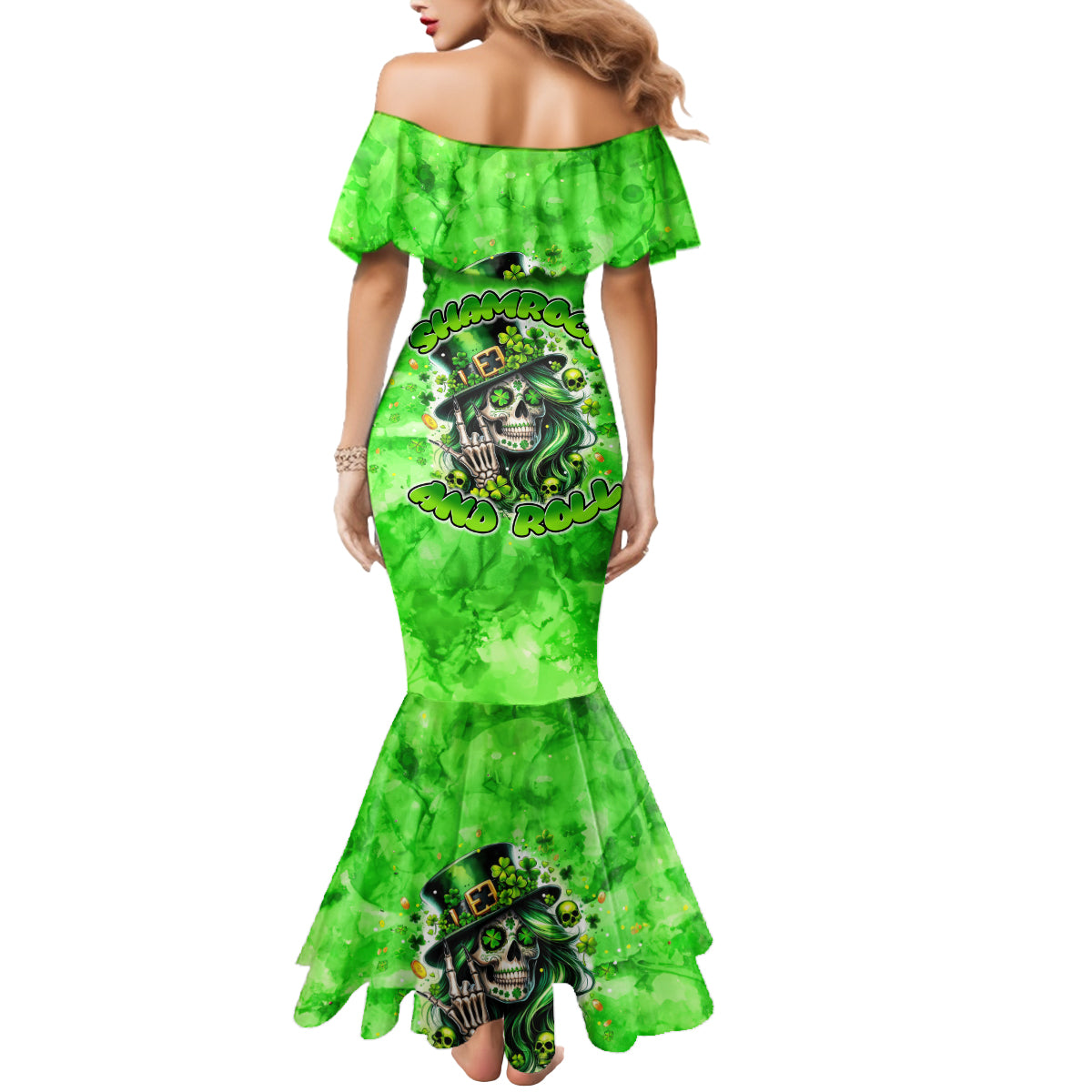 Irish Skull Mermaid Dress Shamrock And Roll - Wonder Print Shop