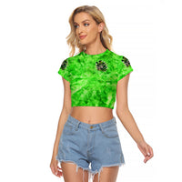 Irish Skull Raglan Cropped T Shirt Shamrock And Roll - Wonder Print Shop