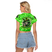 Irish Skull Raglan Cropped T Shirt Shamrock And Roll - Wonder Print Shop