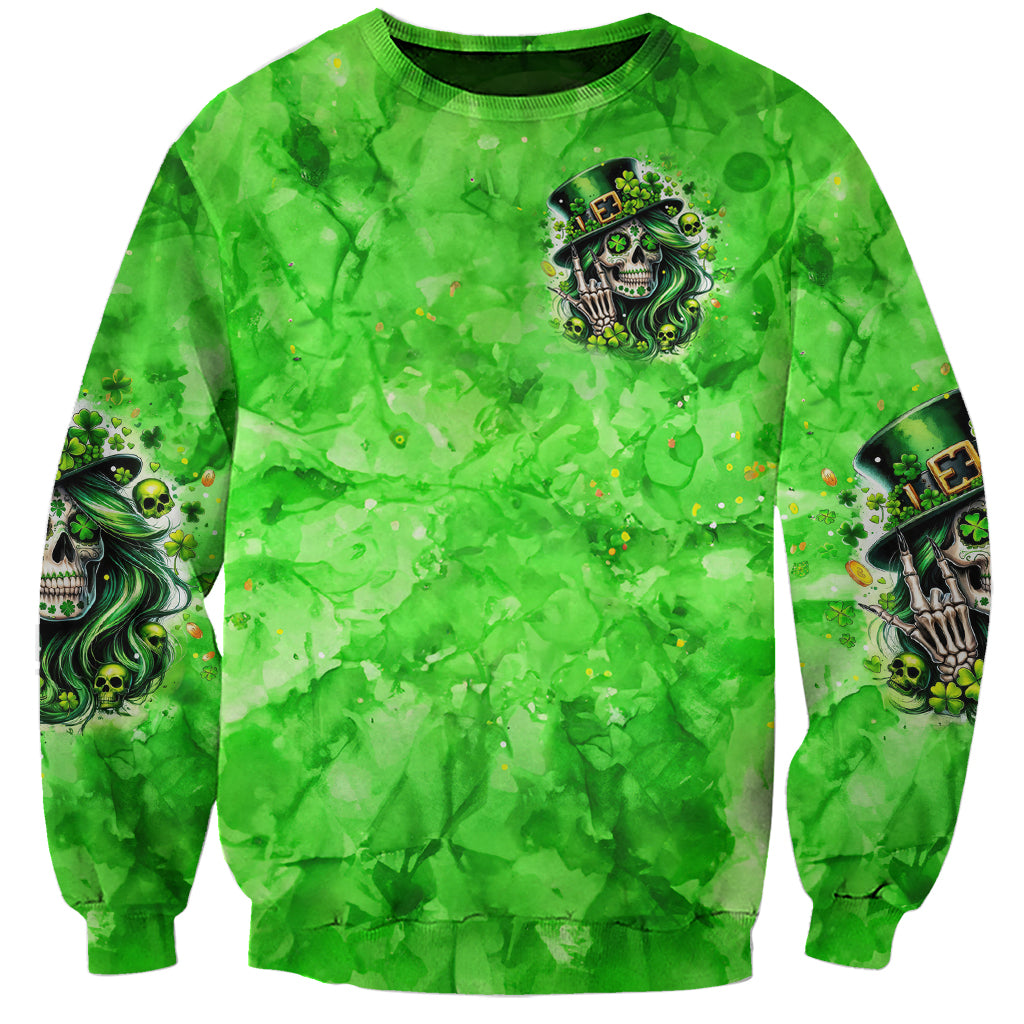 Irish Skull Sweatshirt Shamrock And Roll - Wonder Print Shop