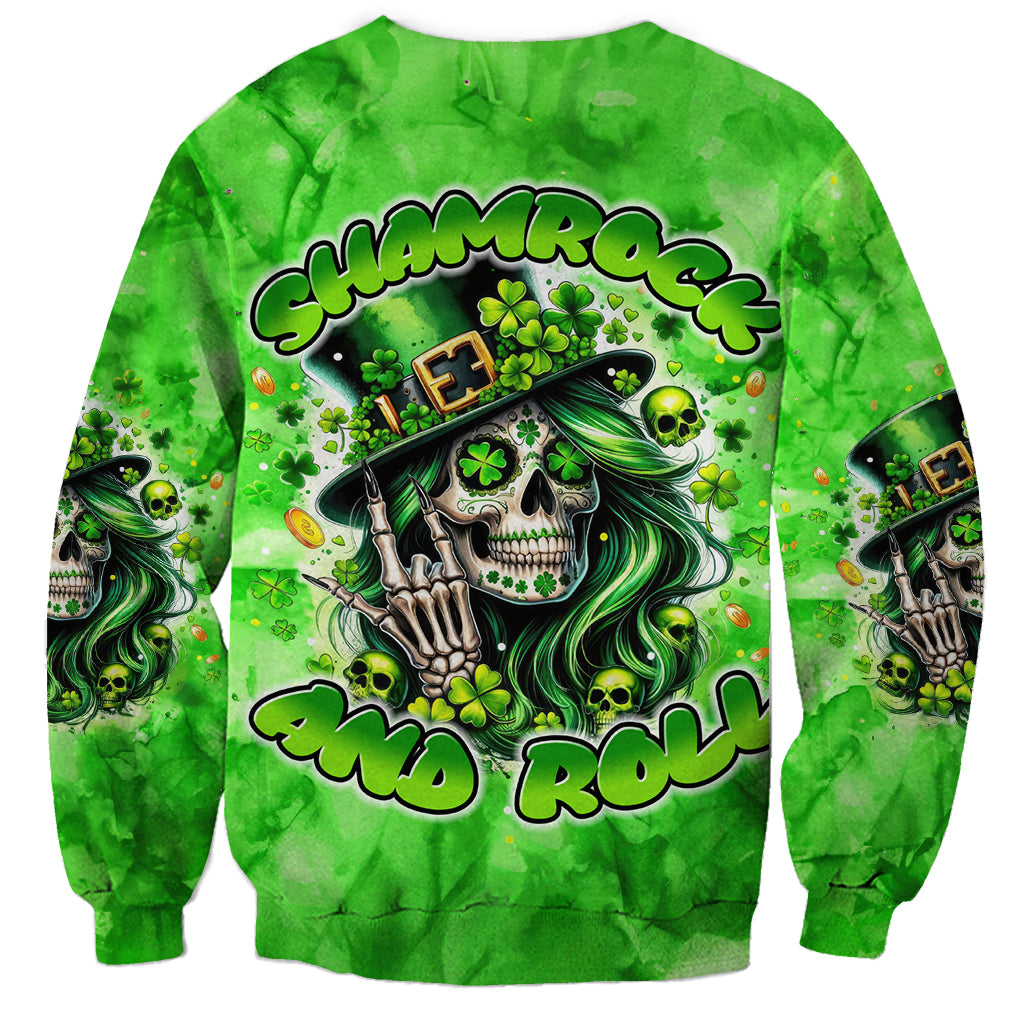 Irish Skull Sweatshirt Shamrock And Roll - Wonder Print Shop