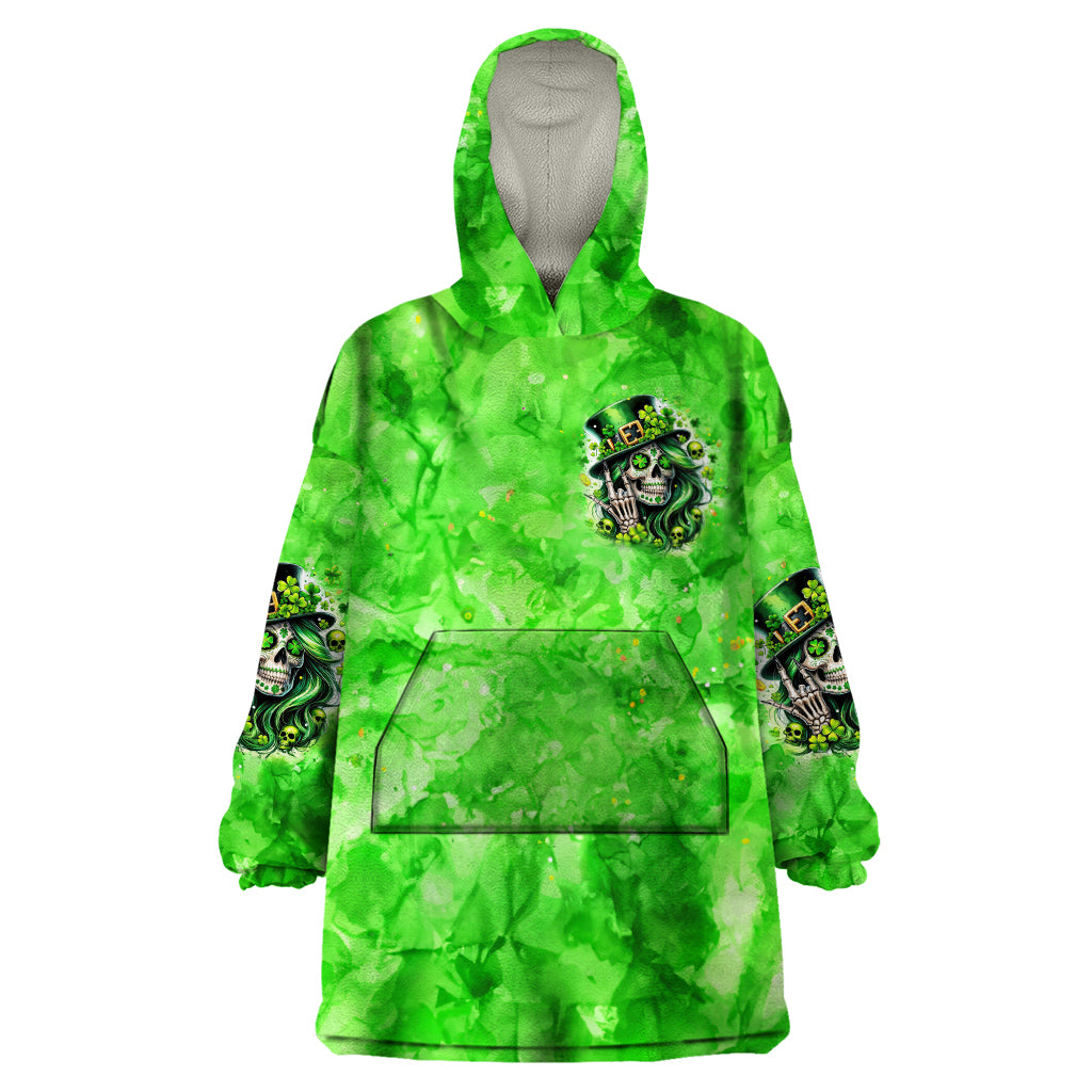 Irish Skull Wearable Blanket Hoodie Shamrock And Roll - Wonder Print Shop