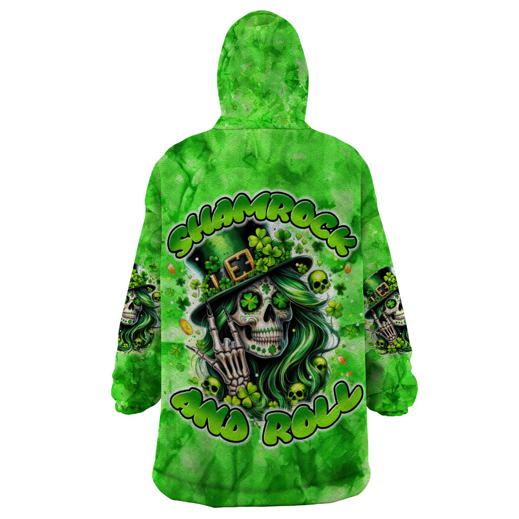 Irish Skull Wearable Blanket Hoodie Shamrock And Roll - Wonder Print Shop