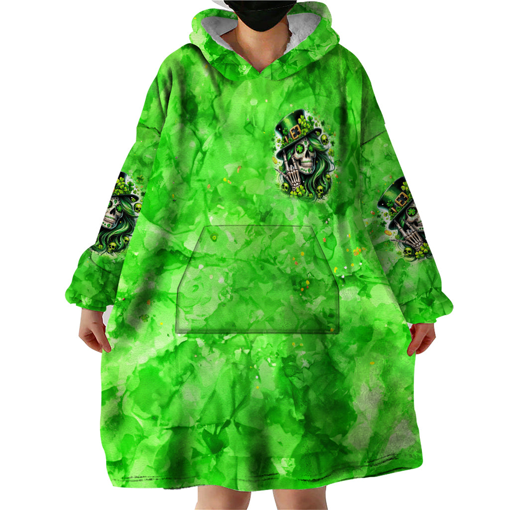 Irish Skull Wearable Blanket Hoodie Shamrock And Roll - Wonder Print Shop