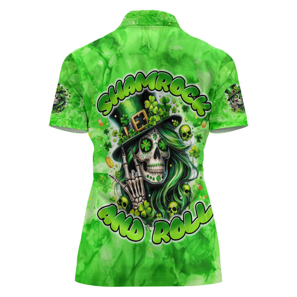 Irish Skull Women Polo Shirt Shamrock And Roll - Wonder Print Shop