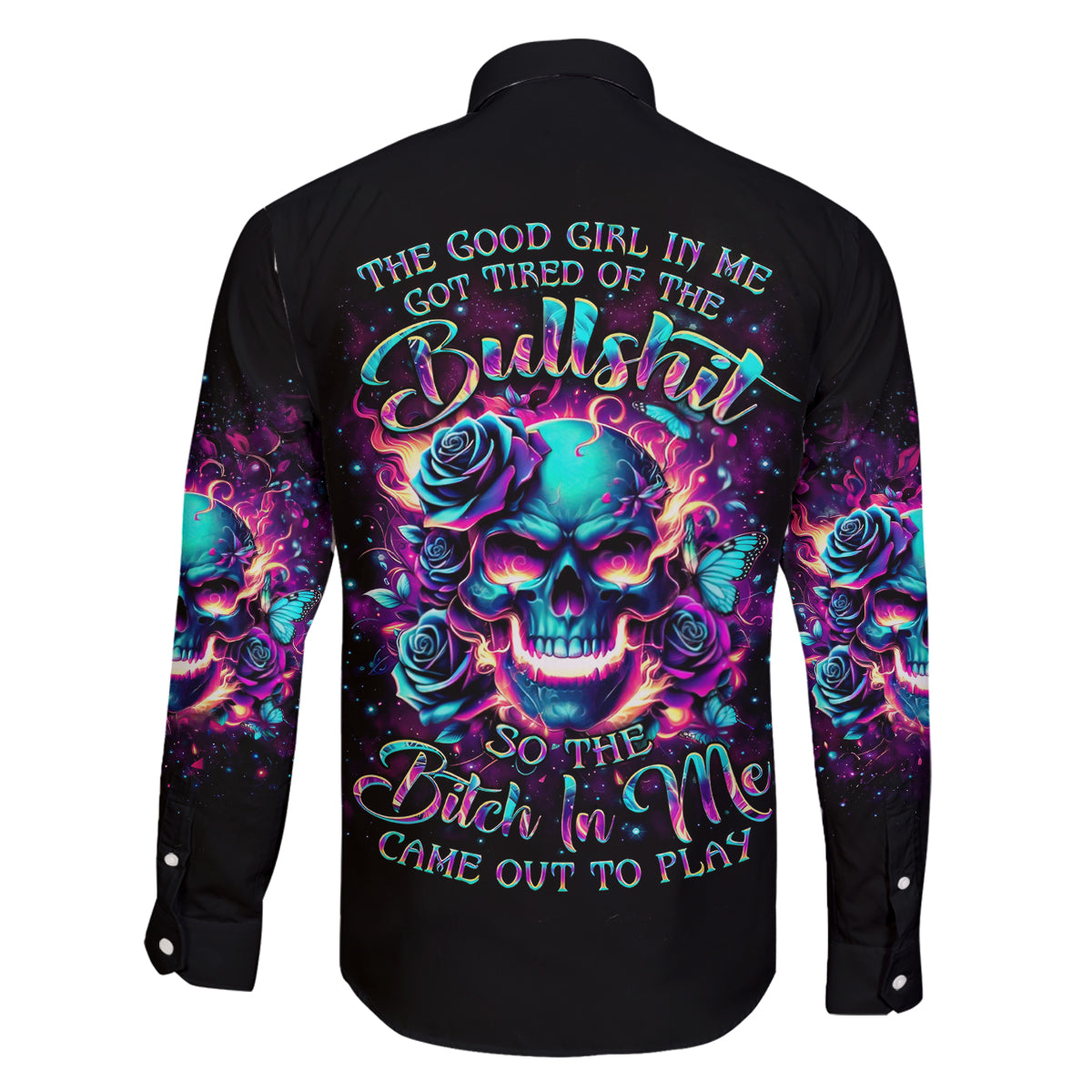 Rose Skull Family Matching Mermaid Dress and Hawaiian Shirt The Good Girl In Me Got Tired Of The Bullshit So The Bitch In Me Came Out To Play - Wonder Print Shop