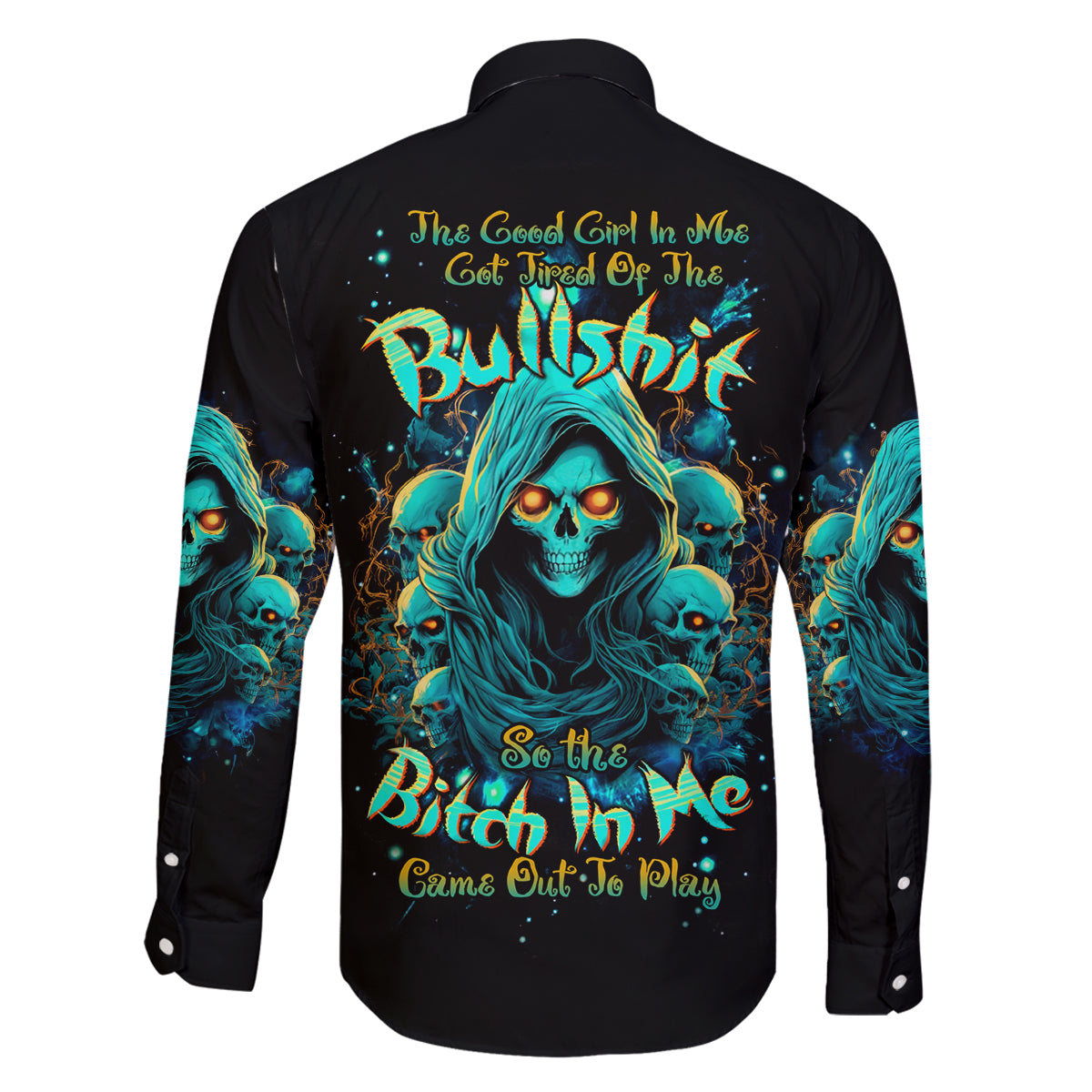 Witch Skull Family Matching Mermaid Dress and Hawaiian Shirt The Good Girl In Me Got Tired Of The Bullshit So The Bitch In Me Came Out To Play - Wonder Print Shop