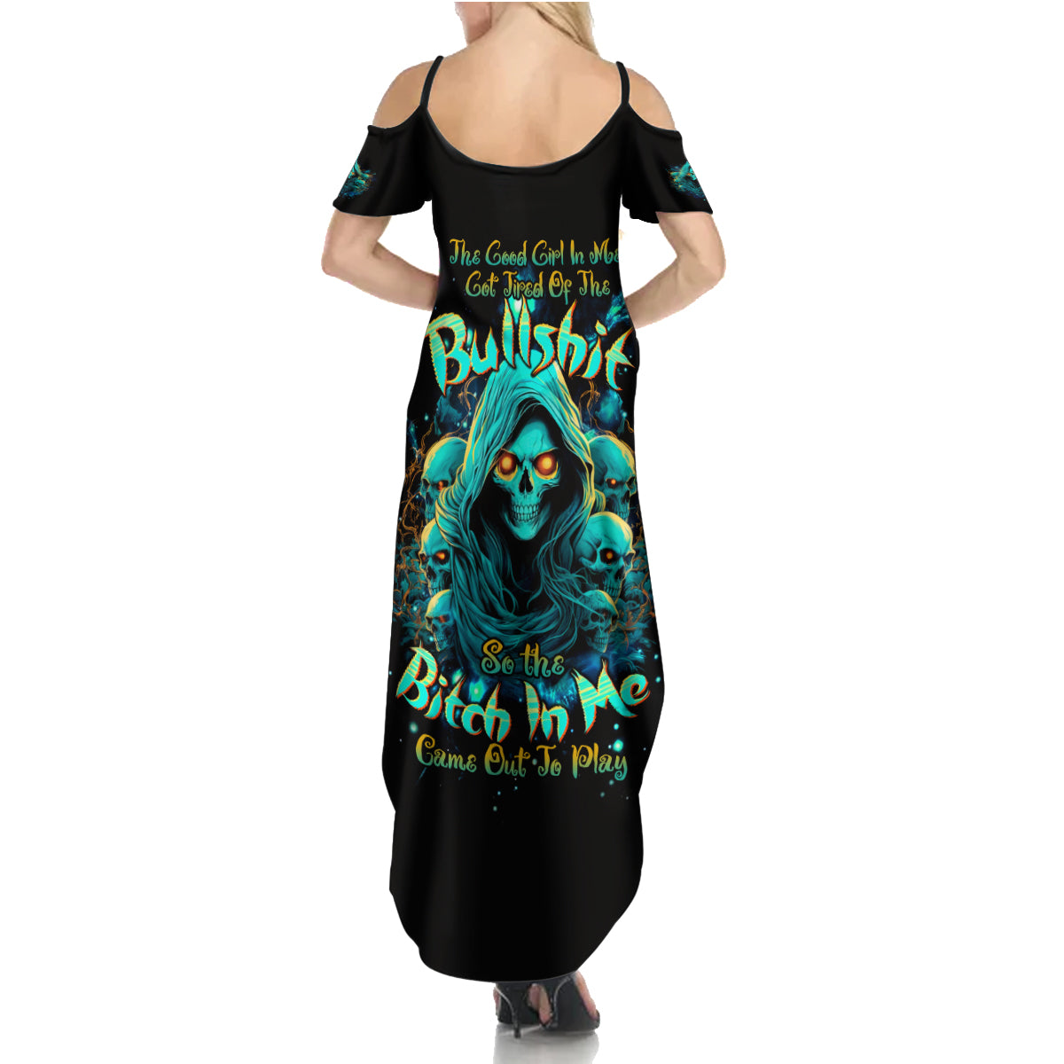 Witch Skull Summer Maxi Dress The Good Girl In Me Got Tired Of The Bullshit So The Bitch In Me Came Out To Play - Wonder Print Shop