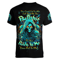 Witch Skull Women V Neck T Shirt The Good Girl In Me Got Tired Of The Bullshit So The Bitch In Me Came Out To Play - Wonder Print Shop
