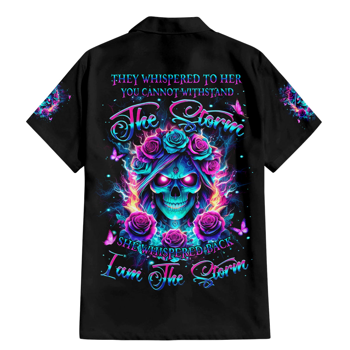 Rose Skull Family Matching Mermaid Dress and Hawaiian Shirt She Whispered Back Iam The Storm - Wonder Print Shop