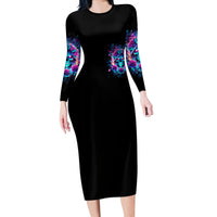 Rose Skull Long Sleeve Bodycon Dress She Whispered Back Iam The Storm - Wonder Print Shop