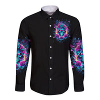 Rose Skull Long Sleeve Button Shirt She Whispered Back Iam The Storm - Wonder Print Shop