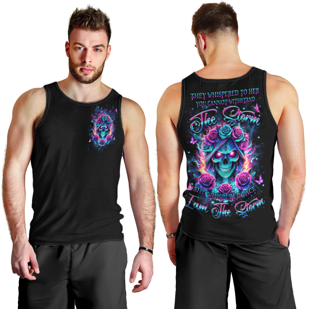 Rose Skull Men Tank Top She Whispered Back Iam The Storm - Wonder Print Shop