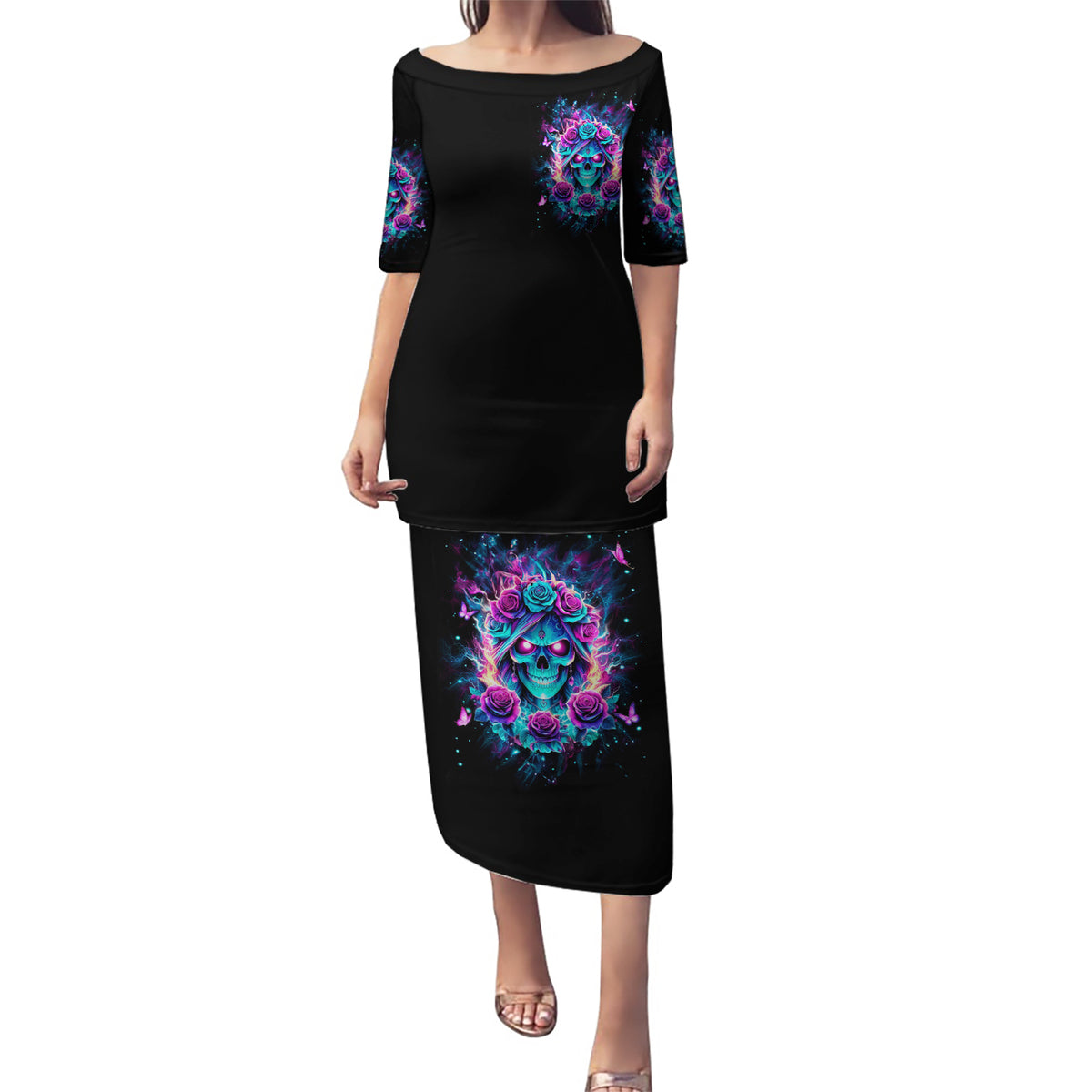 Rose Skull Puletasi She Whispered Back Iam The Storm - Wonder Print Shop