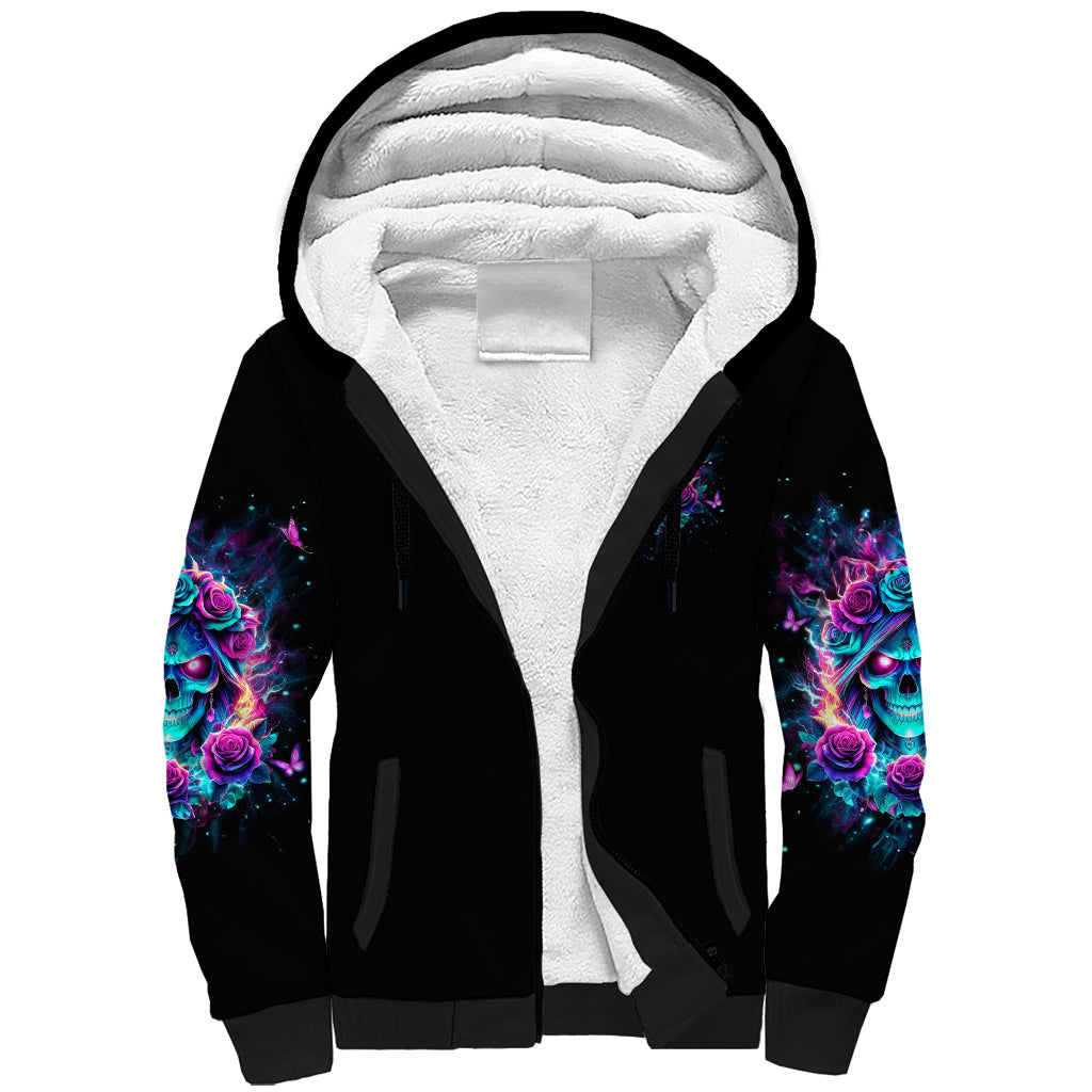 Rose Skull Sherpa Hoodie She Whispered Back Iam The Storm - Wonder Print Shop