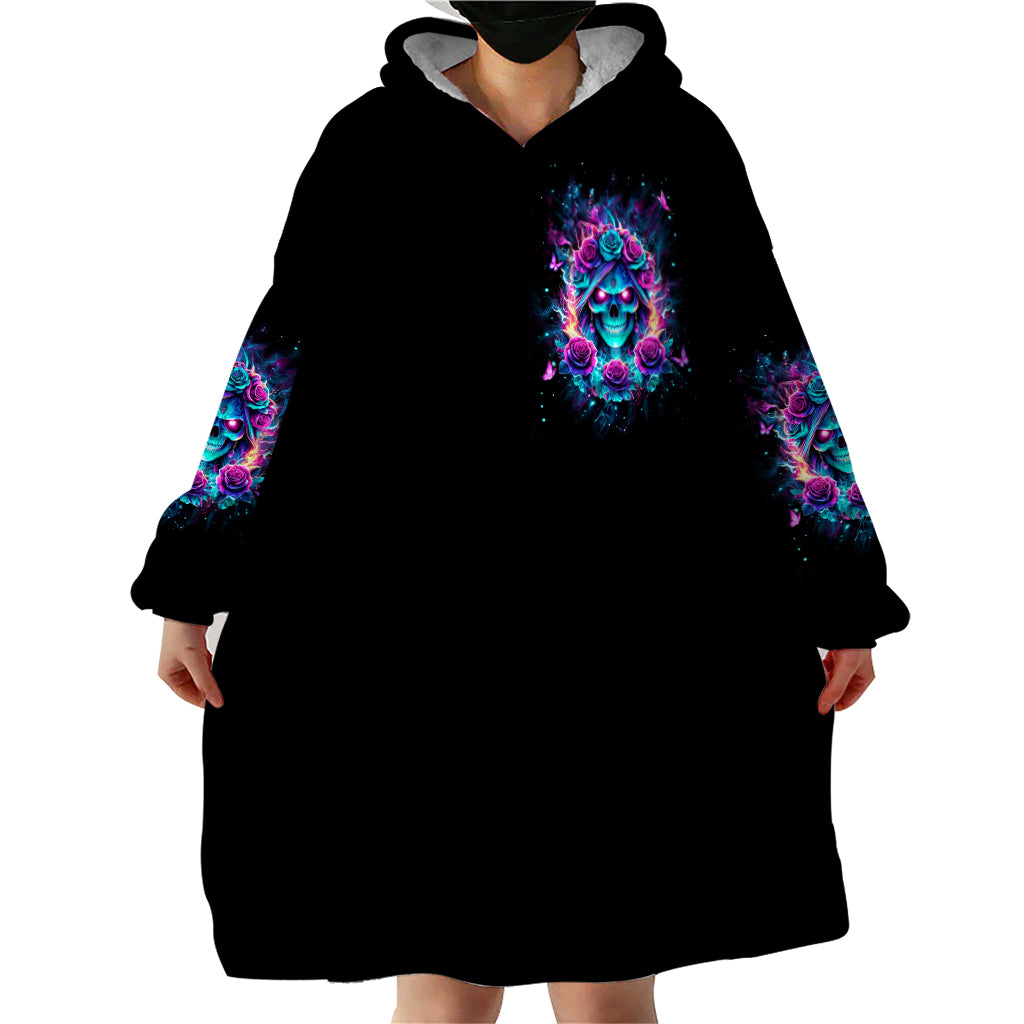 Rose Skull Wearable Blanket Hoodie She Whispered Back Iam The Storm - Wonder Print Shop