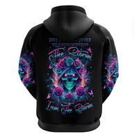 Rose Skull Zip Hoodie She Whispered Back Iam The Storm - Wonder Print Shop