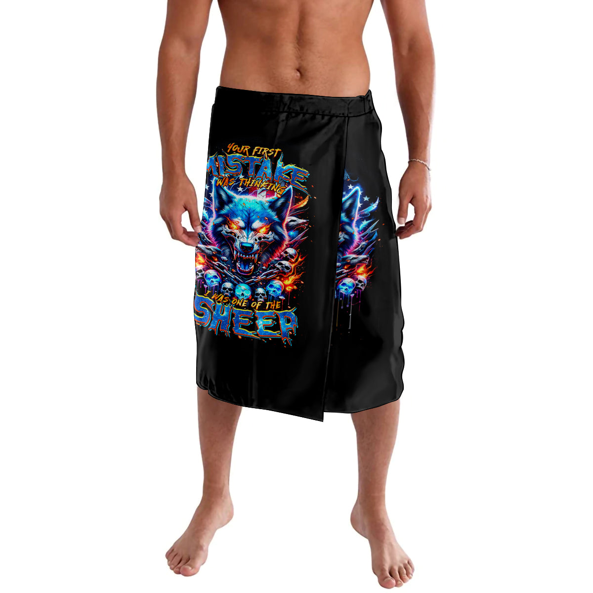 Wolf Skull Lavalava Your First Mistake Was Thinking I was One Of The Sheep - Wonder Print Shop