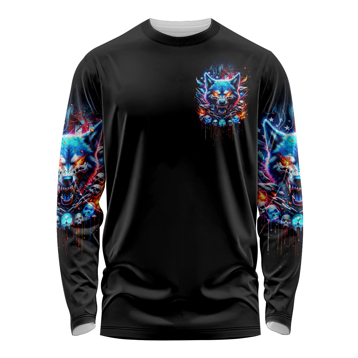Wolf Skull Long Sleeve Shirt Your First Mistake Was Thinking I was One Of The Sheep - Wonder Print Shop