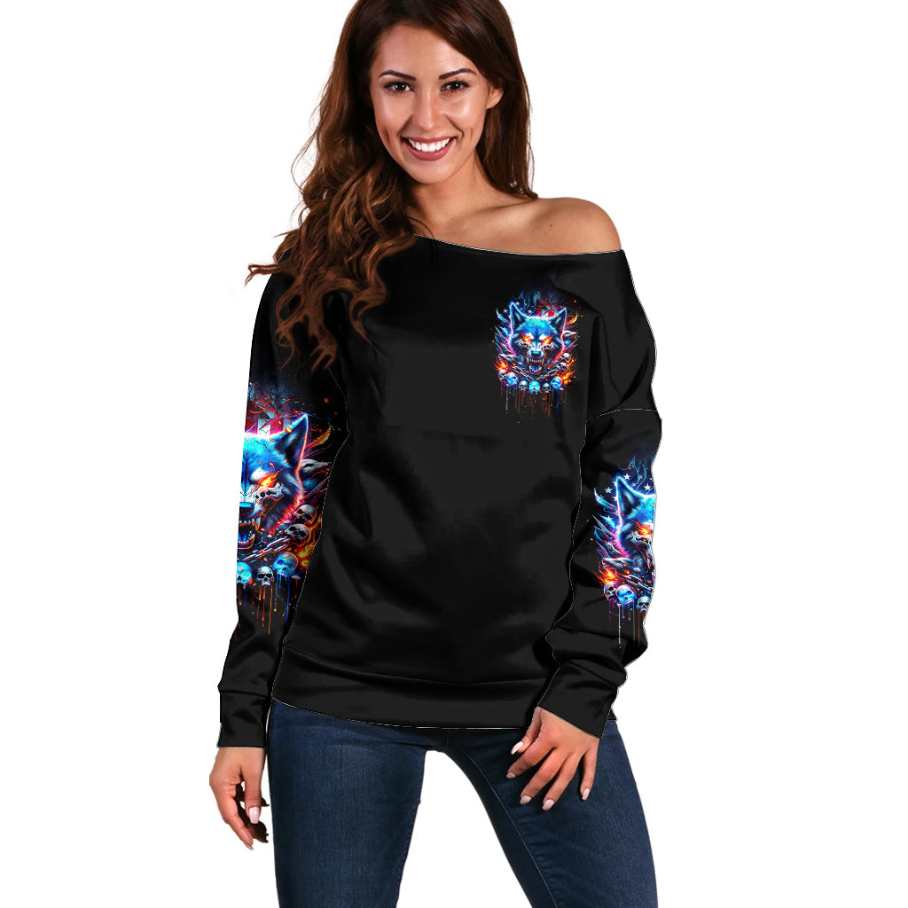 Wolf Skull Off Shoulder Sweater Your First Mistake Was Thinking I was One Of The Sheep - Wonder Print Shop