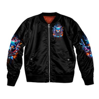 Wolf Skull Sleeve Zip Bomber Jacket Your First Mistake Was Thinking I was One Of The Sheep - Wonder Print Shop
