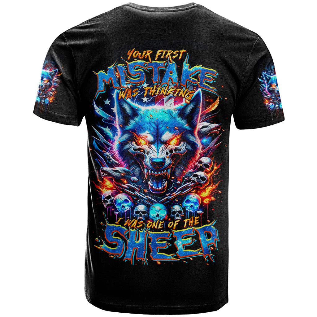 Wolf Skull T Shirt Your First Mistake Was Thinking I was One Of The Sheep - Wonder Print Shop
