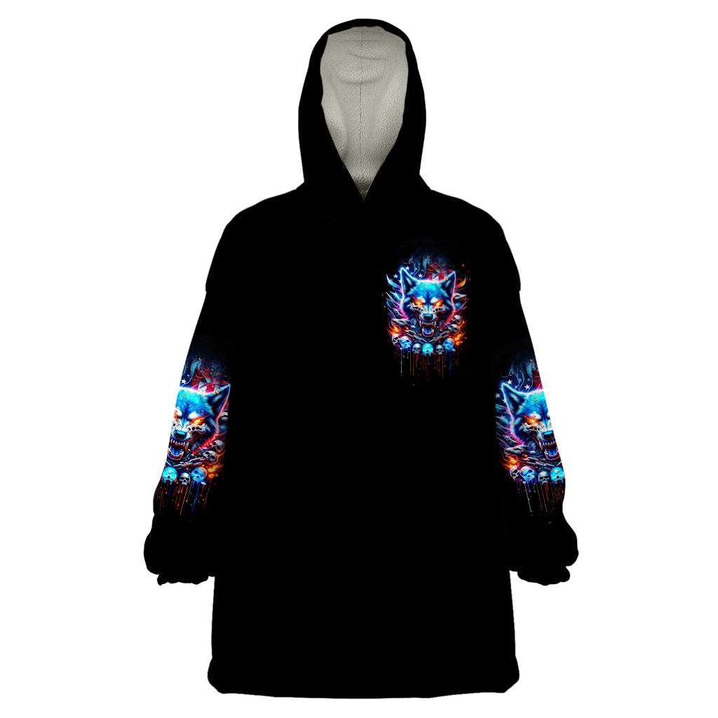 Wolf Skull Wearable Blanket Hoodie Your First Mistake Was Thinking I was One Of The Sheep - Wonder Print Shop