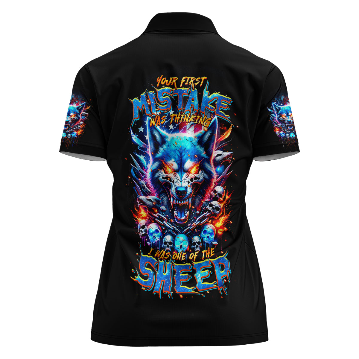Wolf Skull Women Polo Shirt Your First Mistake Was Thinking I was One Of The Sheep - Wonder Print Shop