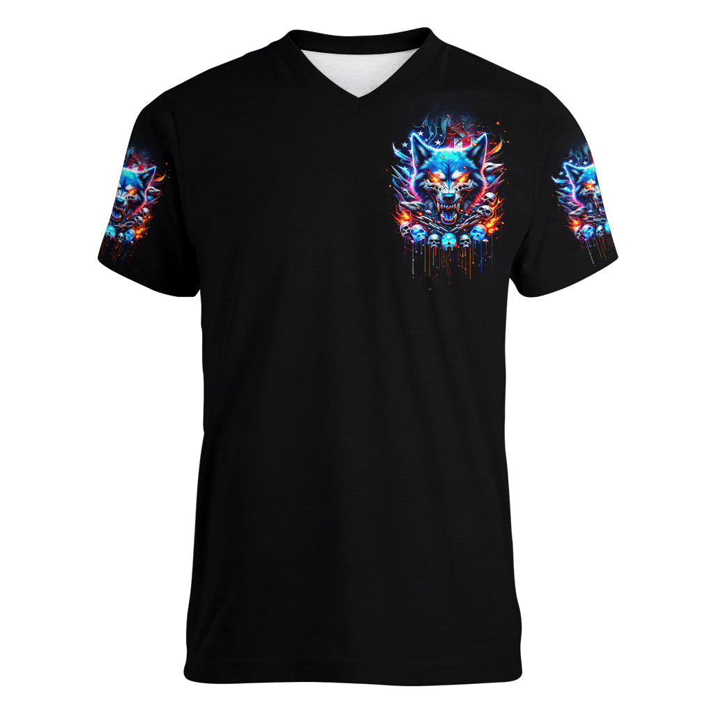 Wolf Skull Women V Neck T Shirt Your First Mistake Was Thinking I was One Of The Sheep - Wonder Print Shop