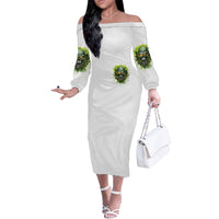 Flame Skull Off The Shoulder Long Sleeve Dress One Day Im Gonna Just Say Fuck It All - Wonder Print Shop