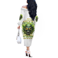 Flame Skull Off The Shoulder Long Sleeve Dress One Day Im Gonna Just Say Fuck It All - Wonder Print Shop