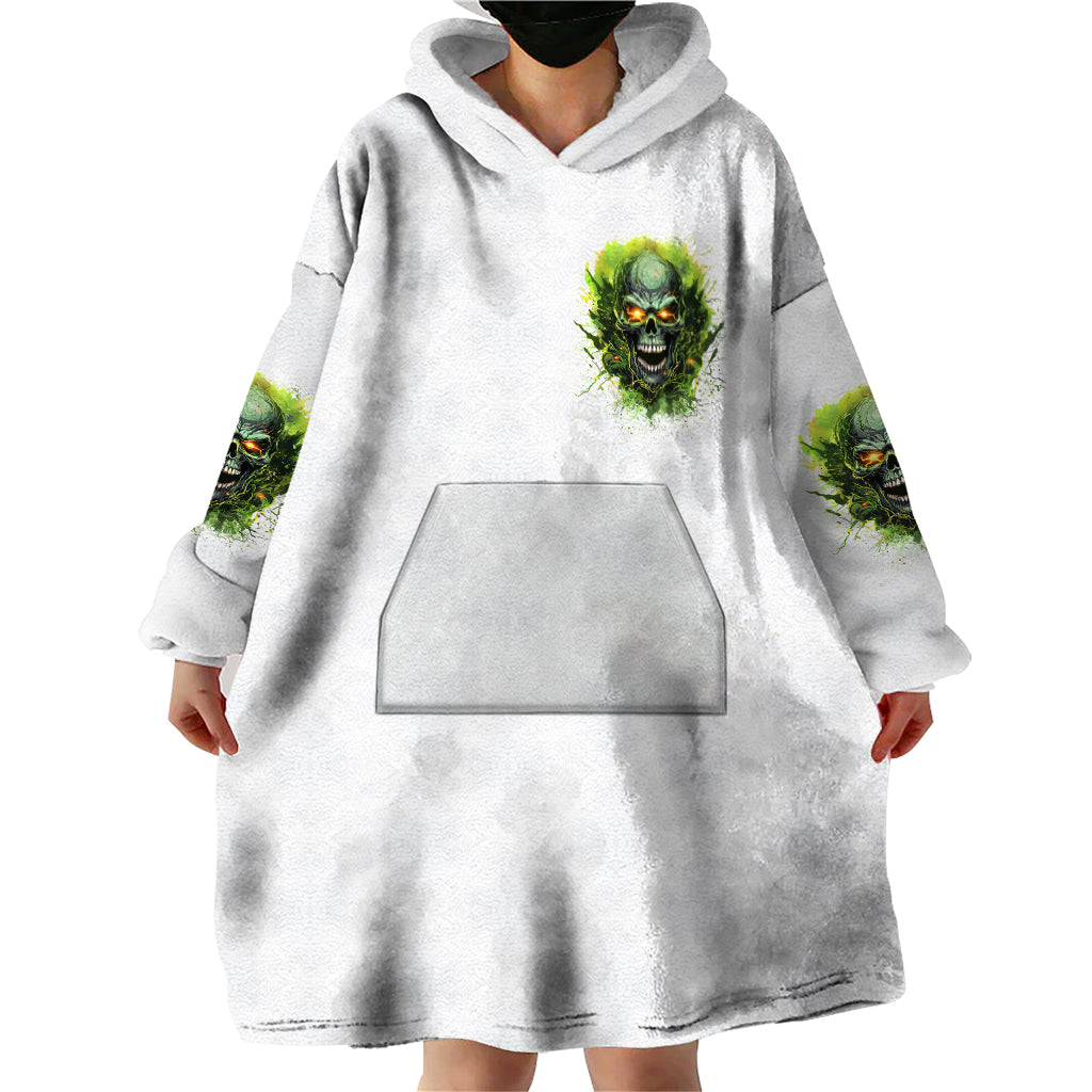 Flame Skull Wearable Blanket Hoodie One Day Im Gonna Just Say Fuck It All - Wonder Print Shop