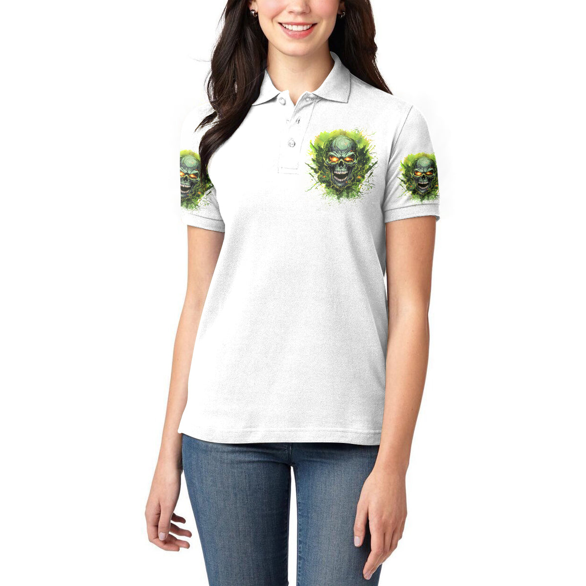 Flame Skull Women Polo Shirt One Day Im Gonna Just Say Fuck It All - Wonder Print Shop