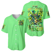 Irish Skull Baseball Jersey I'm Not Anti Social I'm Just Not User Friendly - Wonder Print Shop