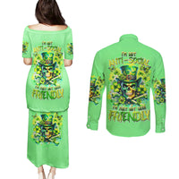 Irish Skull Couples Matching Puletasi and Long Sleeve Button Shirt I'm Not Anti Social I'm Just Not User Friendly - Wonder Print Shop
