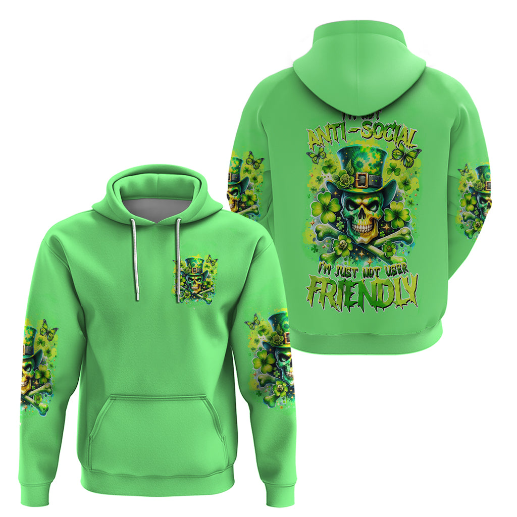 Irish Skull Hoodie I'm Not Anti Social I'm Just Not User Friendly - Wonder Print Shop