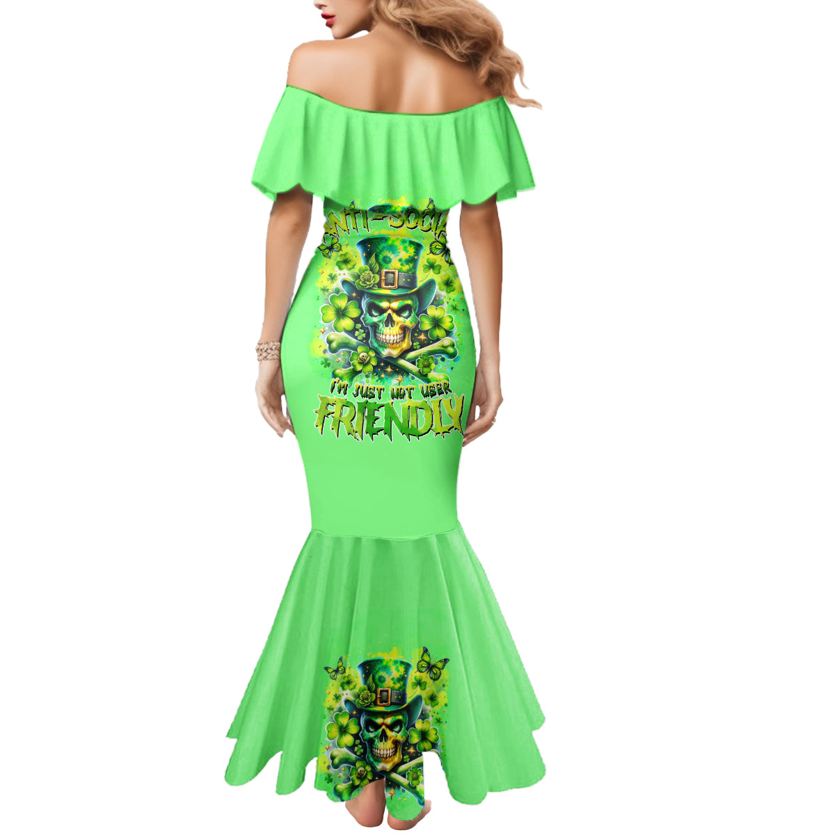 Irish Skull Mermaid Dress I'm Not Anti Social I'm Just Not User Friendly - Wonder Print Shop