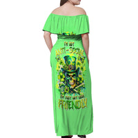 Irish Skull Off Shoulder Maxi Dress I'm Not Anti Social I'm Just Not User Friendly - Wonder Print Shop
