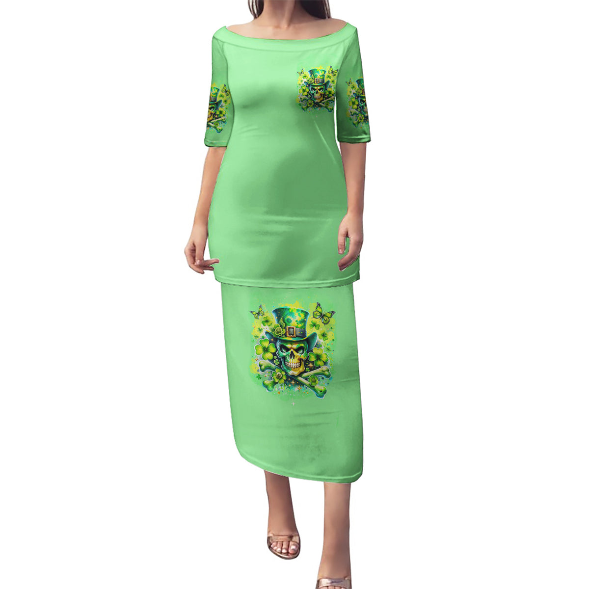 Irish Skull Puletasi I'm Not Anti Social I'm Just Not User Friendly - Wonder Print Shop