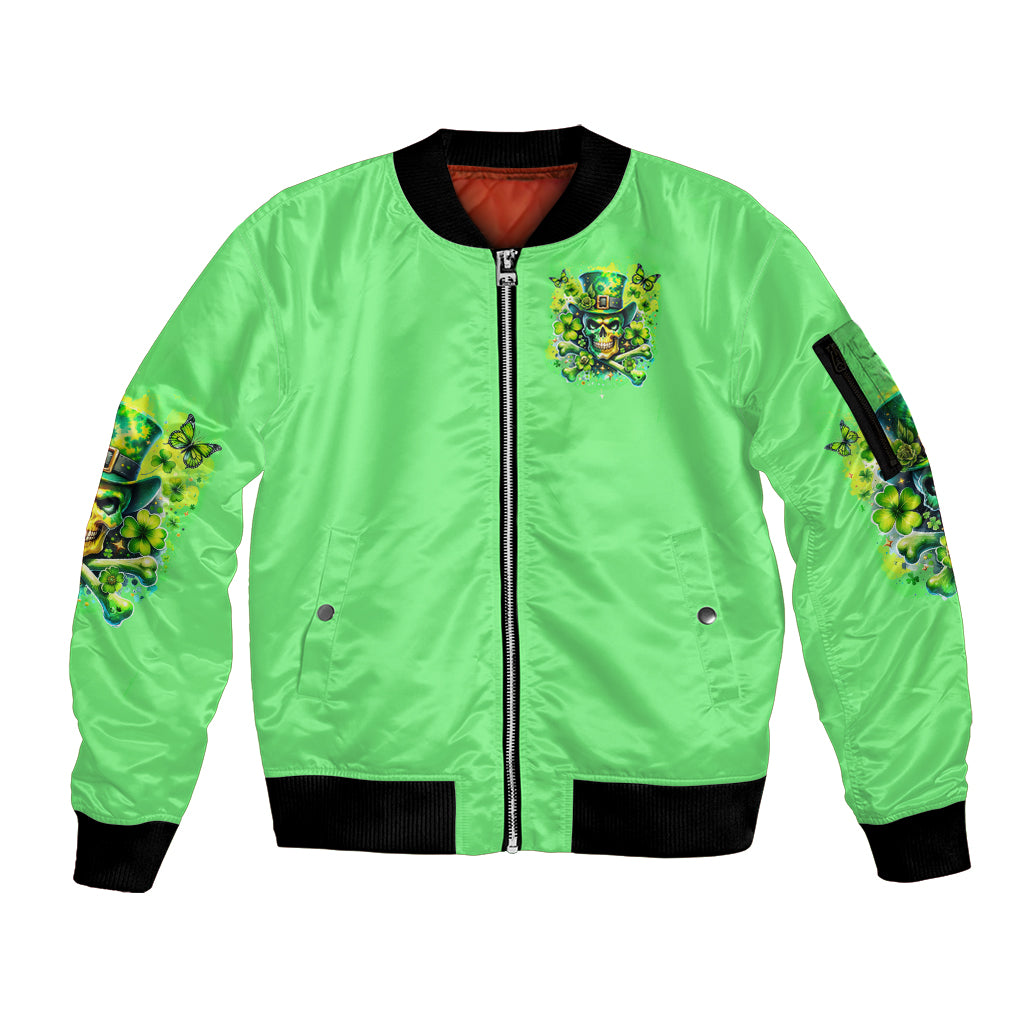 Irish Skull Sleeve Zip Bomber Jacket I'm Not Anti Social I'm Just Not User Friendly - Wonder Print Shop