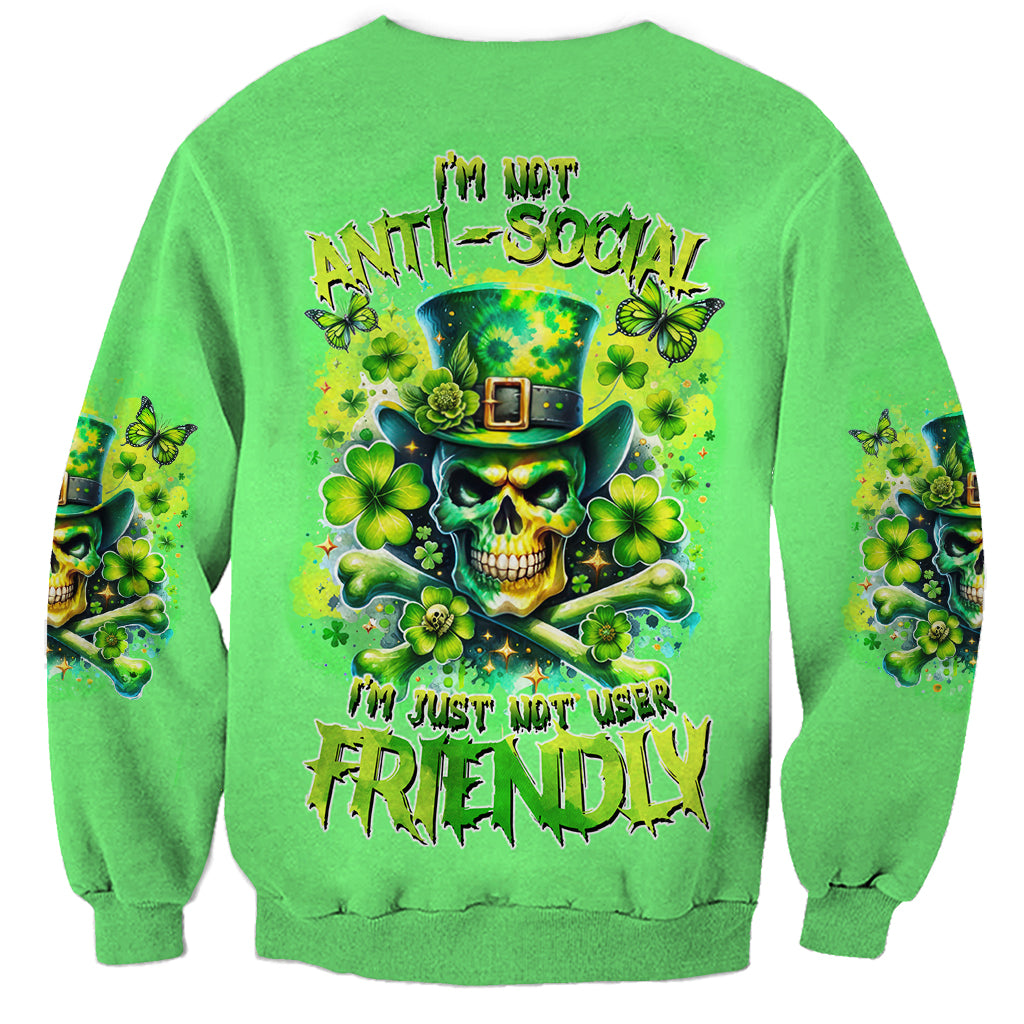 Irish Skull Sweatshirt I'm Not Anti Social I'm Just Not User Friendly - Wonder Print Shop