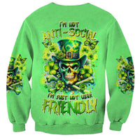Irish Skull Sweatshirt I'm Not Anti Social I'm Just Not User Friendly - Wonder Print Shop