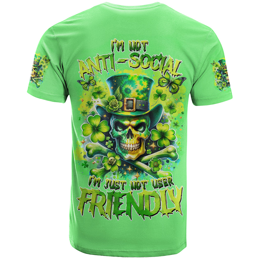 Irish Skull T Shirt I'm Not Anti Social I'm Just Not User Friendly - Wonder Print Shop