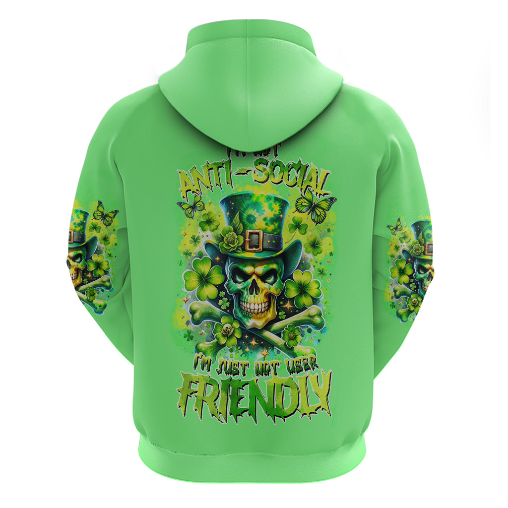 Irish Skull Zip Hoodie I'm Not Anti Social I'm Just Not User Friendly - Wonder Print Shop