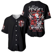 Devil Skull Baseball Jersey In Every Angel A Demon Hides And In Every Demon An Angel Strides - Wonder Print Shop