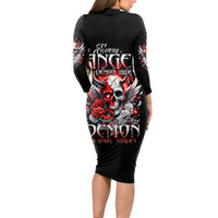 Devil Skull Long Sleeve Bodycon Dress In Every Angel A Demon Hides And In Every Demon An Angel Strides - Wonder Print Shop