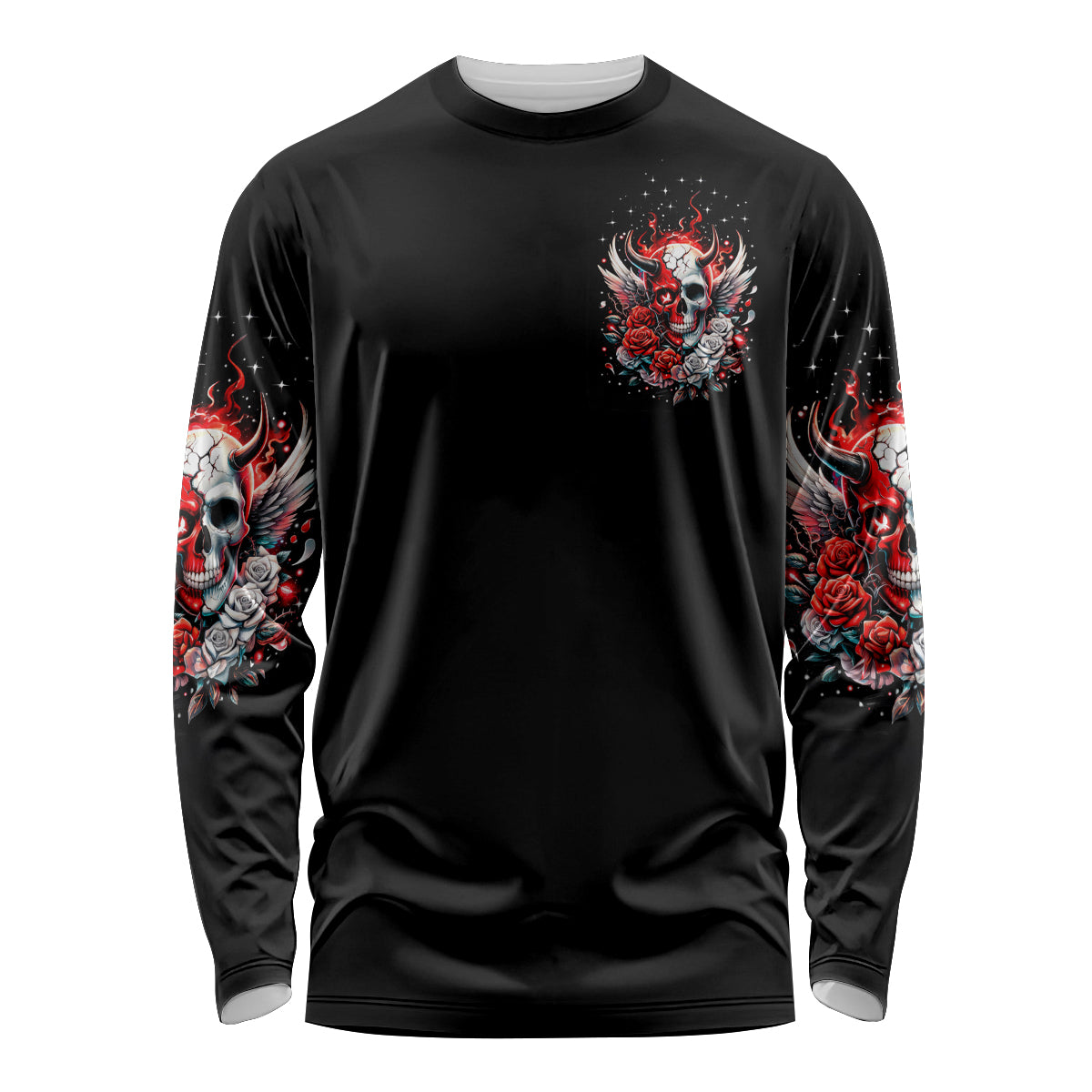 Devil Skull Long Sleeve Shirt In Every Angel A Demon Hides And In Every Demon An Angel Strides - Wonder Print Shop